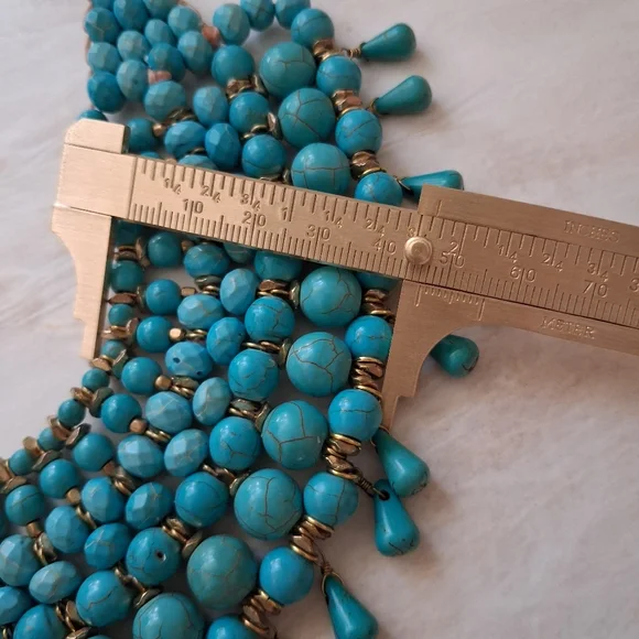 Panacea Turquoise Brass Beaded Statement Necklace - Picture 4 of 7